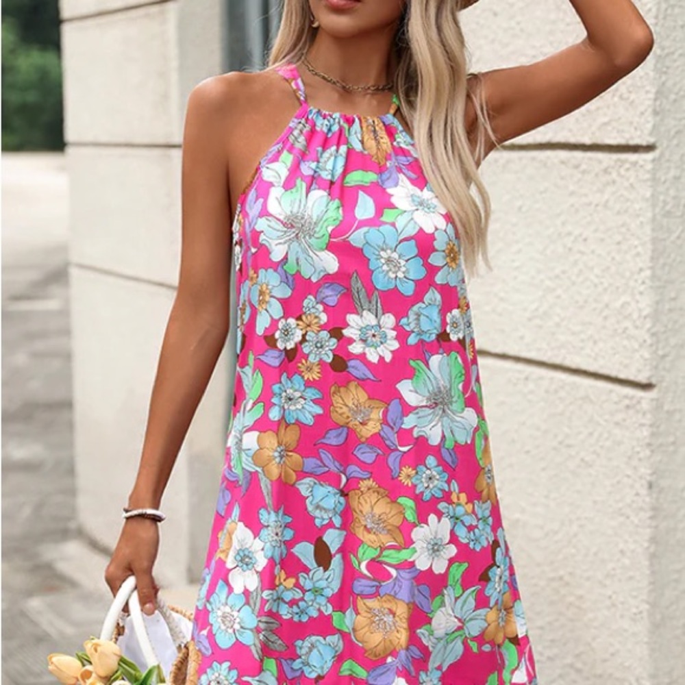Floral Halter Neck Dress